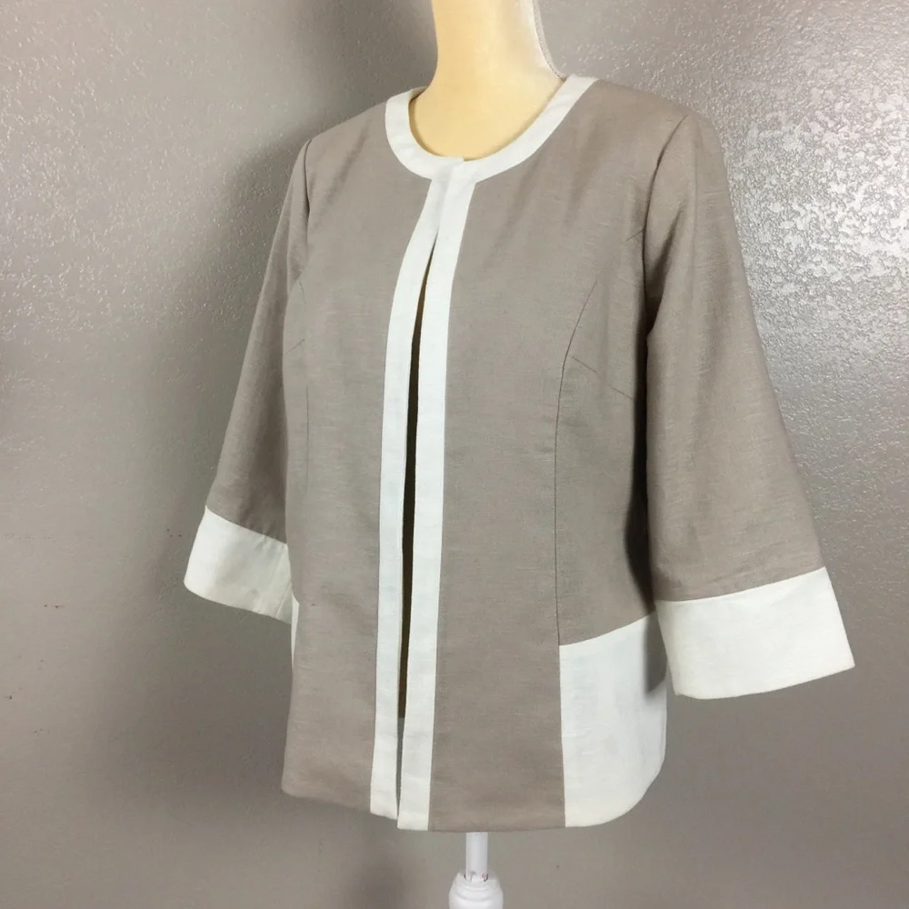 Chicos Reversible Linen Khaki Cheetah Jacket - Picture 3 of 8